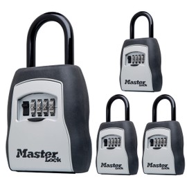 Master Lock Key Lock Box with Code, Outdoor Lock Box for Realtors, Property Managers and Landlords, Ideal for Short-Term Rentals, Key Safe Holds 5 Keys, 4 Pack, 5400EC4