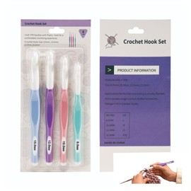 Lohill 4 Piece Large Crochet Hook Set with Rubber Handle, 8 mm, 10 mm, 12 mm, 15 mm, Ergonomic Plastic Crochet Hook Set for Arthritis, Professionals, Comfort Grip Crochet Hook for Knitting, for