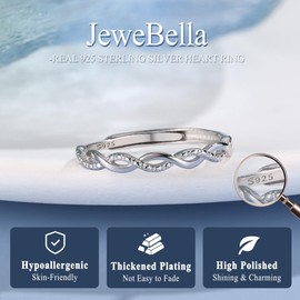 JeweBella Ring Silver 925 Women's Adjustable Rings Women Stacking Thumb Ring Engagement Ring Engagement Ring Finger Ring Band Ring Women's Jewellery Gold/Silver/Rose Gold, Silver