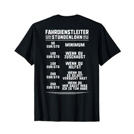 T-Shirt with German Text "Eisenbahner Zugverkehr Stundenlohn Fahrdienstleiter, black
