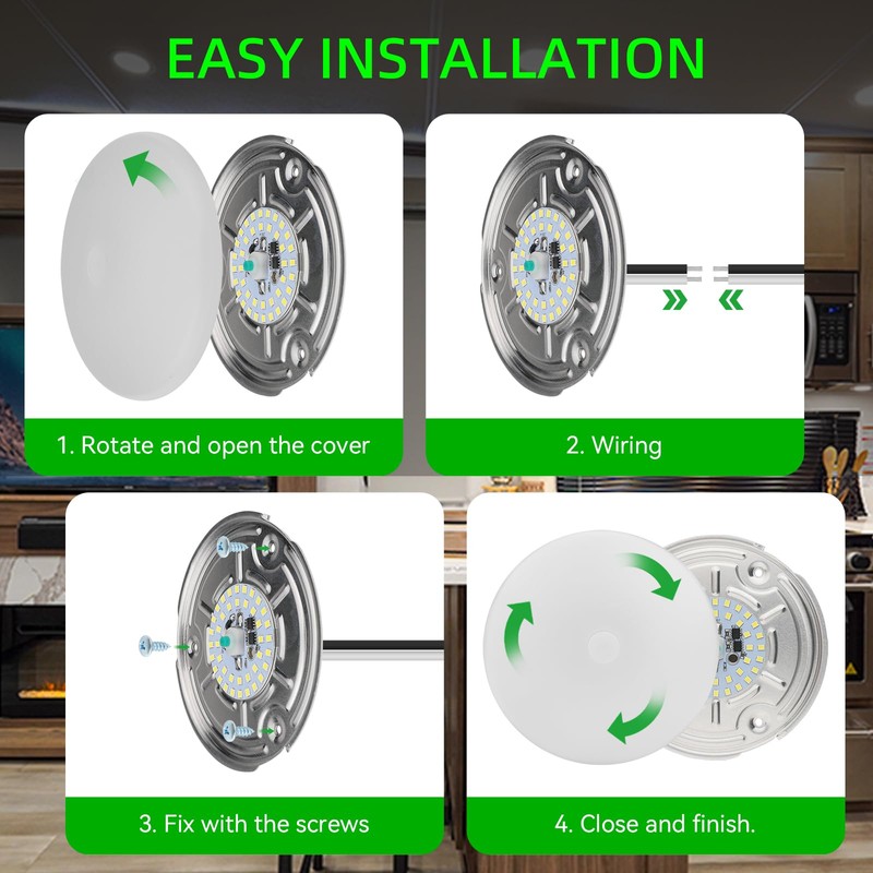 ULITECO RV Ceiling Light 12V, 4.5Inch RV Light Interior, Dimmable