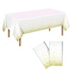 2Pcs White Gold Dot Plastic Disposable Tablecloths, 137 x 274cm