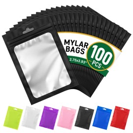 100PCS Mylar Bags Resealable Black Small Smell Proof Bags 2.75x3.93