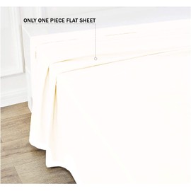 TBM 100% Egyptain Cotton 1Pc Flat Sheets 800 Thread Count Sateen Weave (1Pc Oversized (132"x110"), Ivory Solid)