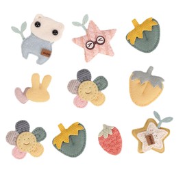 SUKPSY 10 Pcs Mix Colors Ultrasonic Embossed Cloth Appliques Embellishments Assorted Styles Plush Cute Cartoon Appliques Patches Sewing Scrapbooking for DIY Crafts Costume Hats Backpack Accessories