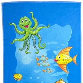 ESPiCO Beach Towel Bath Towel Underwater Sea Fish Octopus Shell Sea Urchin World Sea 75 cm x 150 cm