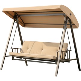 Garden Winds Reinforced RipLock 350 Replacement Canopy Top Cover Compatible with Style Selections Track Arm Rest Swing Model GCS00395A - Beige