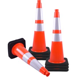 8Pcs 28 Inch Orange Traffic Cones, Safety Cones Construction Cones, Heavy Duty PVC Parking Cones w/Rubber Base for Parking, Driving Practice, Traffic Control