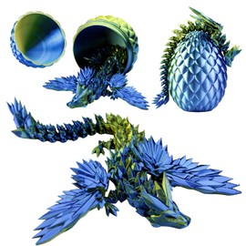 nuosifei Magical 3D Printed Dragon Sculpture in Egg Articulated Crystal Creature Fidget Toy and Home Décor Perfect Graduation Gift for Kids, Teens, and Fantasy Lovers (Green)