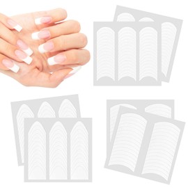 684 Pcs French Stickers for Nails, 18 Sheets 3 Designs Self-Adhesive French Tip Stickers for Nail Design DIY Tip Guide (3 Types of arcs)