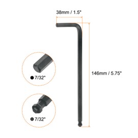 QUARKZMAN 4 Pieces Hex Key Set with Ball Head 7/32 Inch L-Shape Long Arm Hex Key Made of Chrome Vanadium Steel Repair Tool for Craftsmen, Allen Key Set, Black