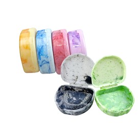 YOUYA DENTAL Marble Aligner and Retainer Case, 6PCS Colorful Marble Orthodontic Aligner Retainer Case Denture False Box Clear Retainer Mouthguard Protective Cases for Oral Care (Colorful)