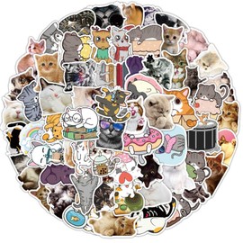 Yamobi 100 Pieces Set of Cats Stickers, Cute Cats Stickers Waterproof Vinyl Stickers Aesthetic Stickers for Cat Lovers Water Bottles Albums