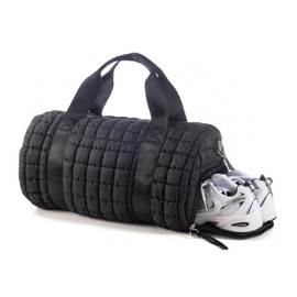 Dassymia Quilted Duffel Gym Bag for Men and Women Carry On Travel Sport Weekender Bag, Black