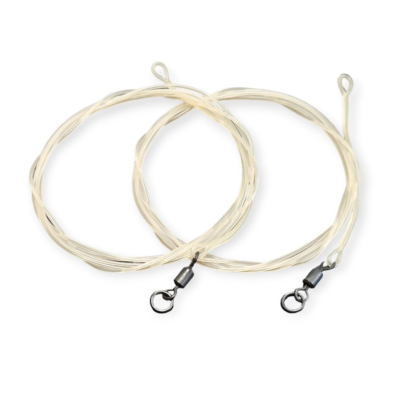 Twin pack fluorocarbon carp Leaders Flexi Ring size 8 swivels