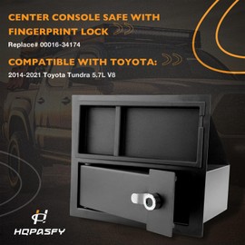 HQPASFY Center Console Safe Vault Safe Box with Fingerprint Lock Compatible with 2014-2021 Toyota Tundra 5.7L V8 Replace# 00016-34174 Secure Storage for Valuables, and Personal Items