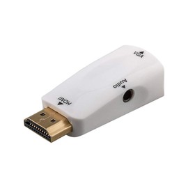 Goobay 44793 Kompakter HDMI / VGA Adapter inkl. Audio, HDMI-Stecker (Typ A) auf VGA-Buchse (15-polig) + Klinke 3,5 mm Buchse (3-Pin, Stereo) vergoldet, weiß