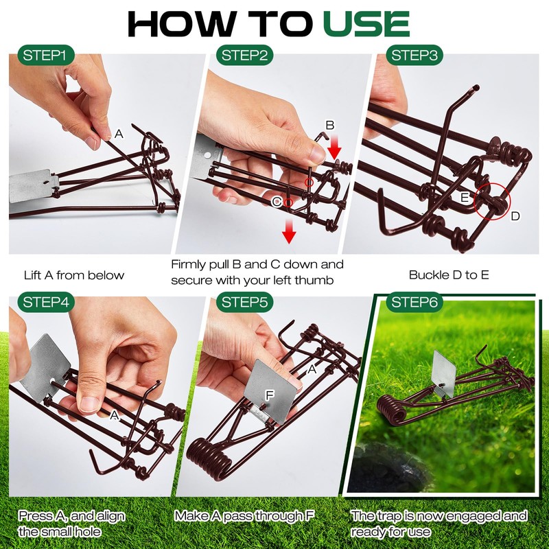 Qualirey 12 Pcs Outdoor Gopher Trap Easy Set Mole Trap