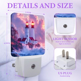 Cosharkly Sunset Lighthouse Night Light,Night Lights Plug into Wall,Led Lamp for Stairway/Hallway/Bedroom 0.5W Nightlight Sleep Friendly