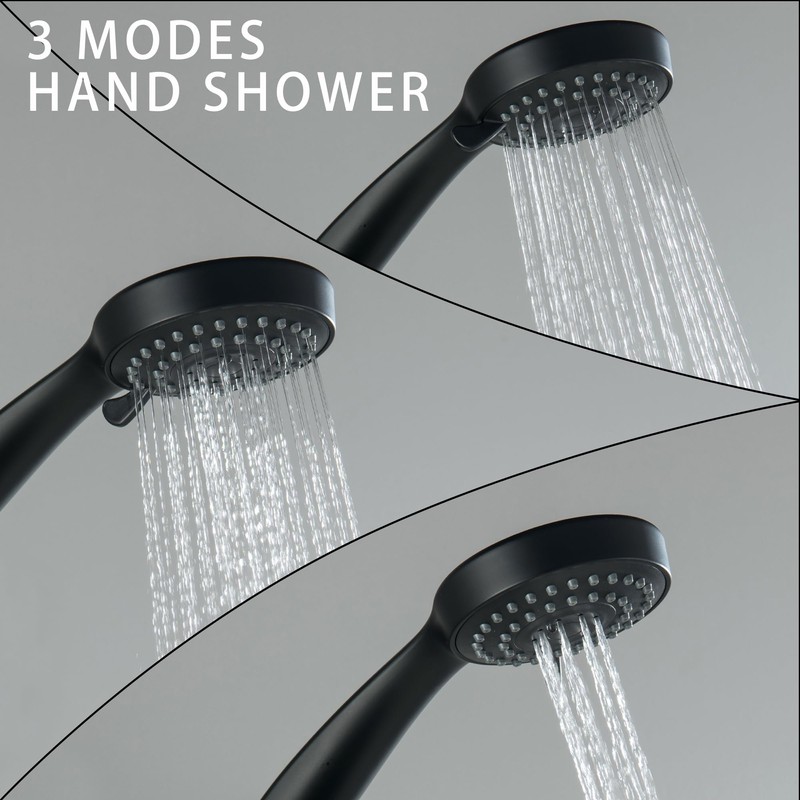 LIWEIKE Matte Black 2 Handle Shower Faucet Set, Wall Mount