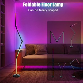 Smart Floor Lamp-2200 Lumen Corner Lamp with App and Remote Control, Lamp can be folded 360°, Music Sync and 16 Million DIY Colors, Corner Floor Lamp for Living Rooms, Bedrooms and Gaming Rooms