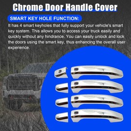 GXARTS 4PCS Chrome Door Handle Cover with 4 Smart Key Hole Fit for Chevy Silverado 1500 2500HD 3500HD Fit for GMC Sierra 1500 2500HD 3500HD 2019-2022