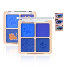 GEUUFEA 4 Colors Eyeshadow Palette, Blendable Matte and Shimmer Eye Shadow Powder, Highly Pigmented Eyeshadow for Brightening the Eyes and Creating a Bold Smoky Look