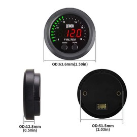 ZHSYMX Universal Volt Gauge Voltage Meter Kit Car DC 12V Voltmeter Red Digital LED 2inches 52mm Digital Volt Voltage Gauge Compatible with Car Truck Vehicle Automotive