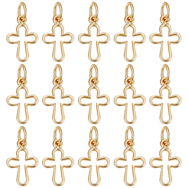 Beebeecraft 1 Box of 30 Cross Pendants 18 Carat Gold-Plated