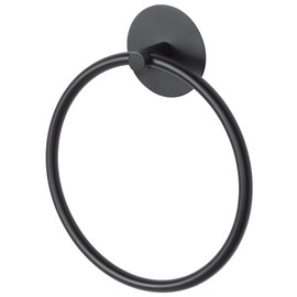 Meplait Portasciugamani ad anello in acciaio inox da bagno, adesivo, montaggio a parete, per bagno, colore nero