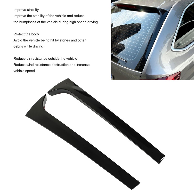 1Pair Rear Window Side Spoilers Gloss Black Air Resistance Reduction