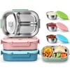 FoldTier 3 Pack Stainless Steel Lunch Boxes Includes 3 Lidded