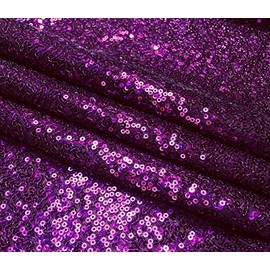 Purple 3mm Glitter Sequin Fabric Material, 2 Way Stretch Sparkling Pailettes Sparkle Sequins - Backdrop, Wedding, Dress (Sample 10CM X 10CM)