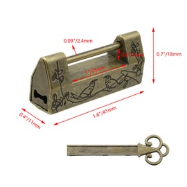 Pastlla 2 PCS Antique Chinese Lock Flower Bird Padlock Carved Vintage Retro Latch Lock with Key for Jewelry Box Drawer (Bronze)