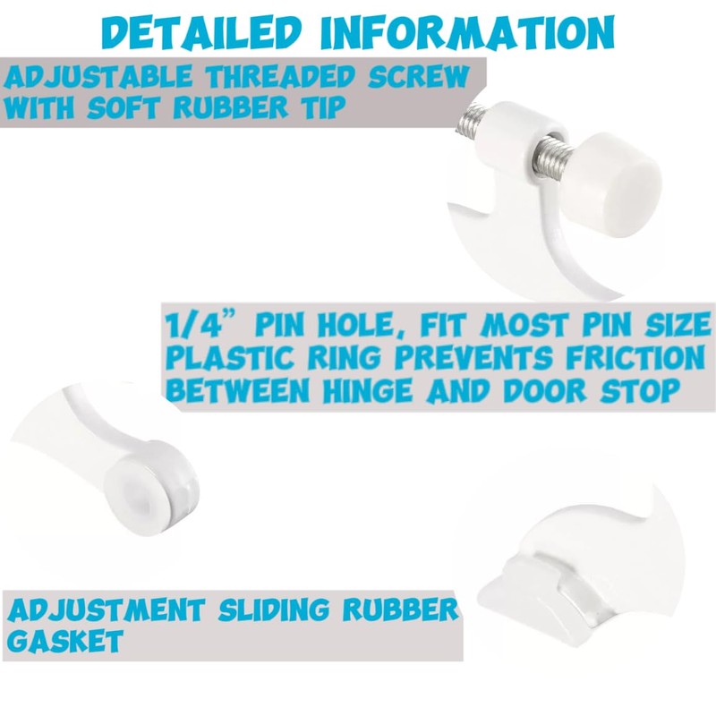 4 Pack Hinge Pin Door Stopper Adjustable Heavy Duty Hinge