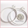 CLIP ON 2-1/4" SILVER TONE Textured Hoop Non-Pierced Earrings H1