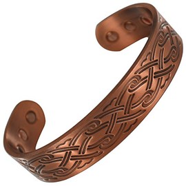 Stargems® PURE COPPER MAGNETIC BRACELET BANGLE 6 MAGNETS CELTIC TRIBAL WAVES DESIGN Cuff Wrist Band for Women Ladies or Mens + VELVET GIFT POUCH! (17.5)