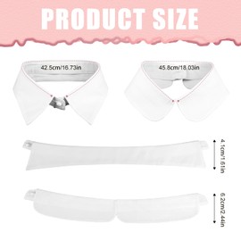Mikovivi 2pcs Fake Collar, White Simple Collar Detachable Collars Removable Collar Lapel Choker Fake Dress Shirt Collars Faux False Collar for Women Girls