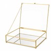 AMGSH Glass Display Box, Golden Vintage, Square, 2.6 x 10.4
