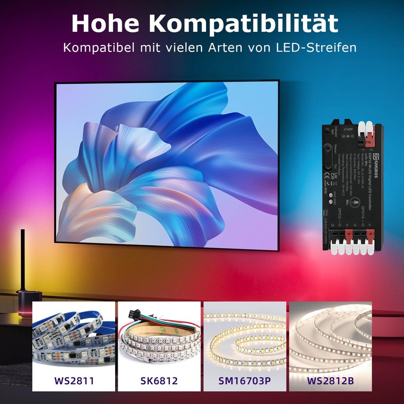 WLED LED Controller with Microphone, ESP32 WLED Digital LED Strip