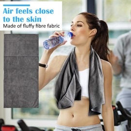 Microfiber Gym Towel, Fitness Towel Sports Towel with Zipper Pocket, Multi-Purpose Microfibre Towel, Exercise Towels, 100X40cm Workout Towel for Yoga, Sport, Running,Gym