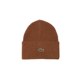 Lacoste Men's Cuffed Wool Beanie, One Size, Brown
