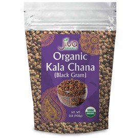 Jiva Organics Organic Kala Chana 2 Pound Bulk Bag - Black Gram, Desi Black Chickpeas, 100% Natural & Non-GMO