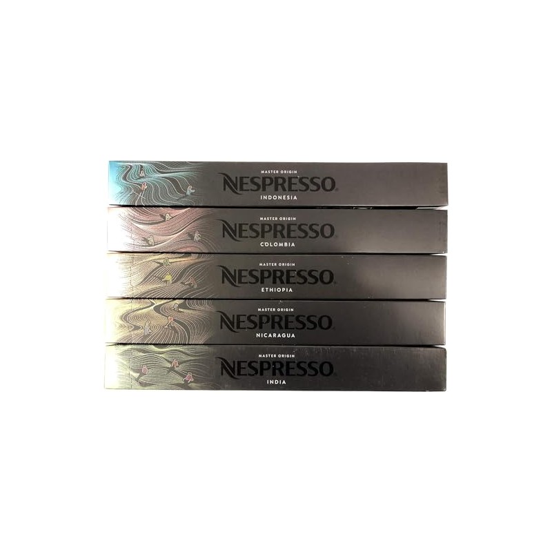 Nespresso OriginalLine Master Origin Variety Pack: Colombia, Ethiopia, India, Indonesia,