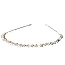 Pokinge 2 Pcs Sweet Fairy Headbands, Korean Style Pearl Headwear Crystal Leaf Women Hair Hoop Thin Simple Fashion Headband Rhinestones Wedding Hairband