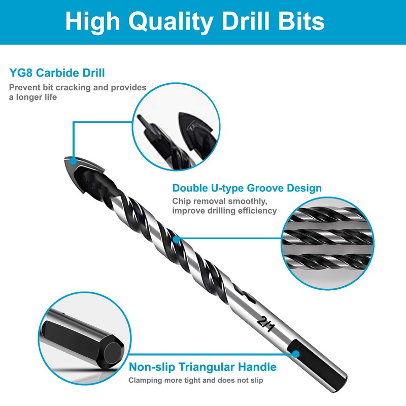Ocasar 12Pcs Masonry Drill Bit Set and Concrete Drill Bit