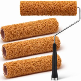Teenyyou 5 Pcs Texture Paint Roller Set, 4 Pcs 9 Inch Small Texture Roller Brown with a Paint Frame for Home Improvement Supplies, Popcorn Ceilings