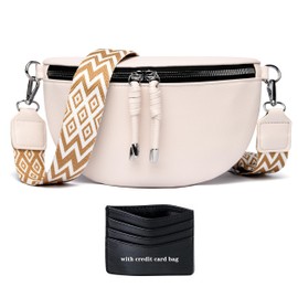 YISUOHOOM bumbags for Ladies Small Women's Cross-Body Bags pu Leather Handbags for Women Fashion Beige with Credit Card Holder