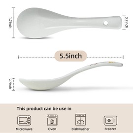 12 Pieces Japanese Retro Ceramics Soup Spoons Japanese Style Rice Spoon Flatware Asian Chinese Serving Spoons Appetizers Tableware Meal Partner for Salad Ramen Noodles Wonton