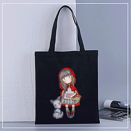 DCIDBEI DIY diamond painting bag/red riding hood and wolf diamond painitng fabric bag printed/shopper bag black/crystal diamond painting shopping bag with long handle/foldable felt bag